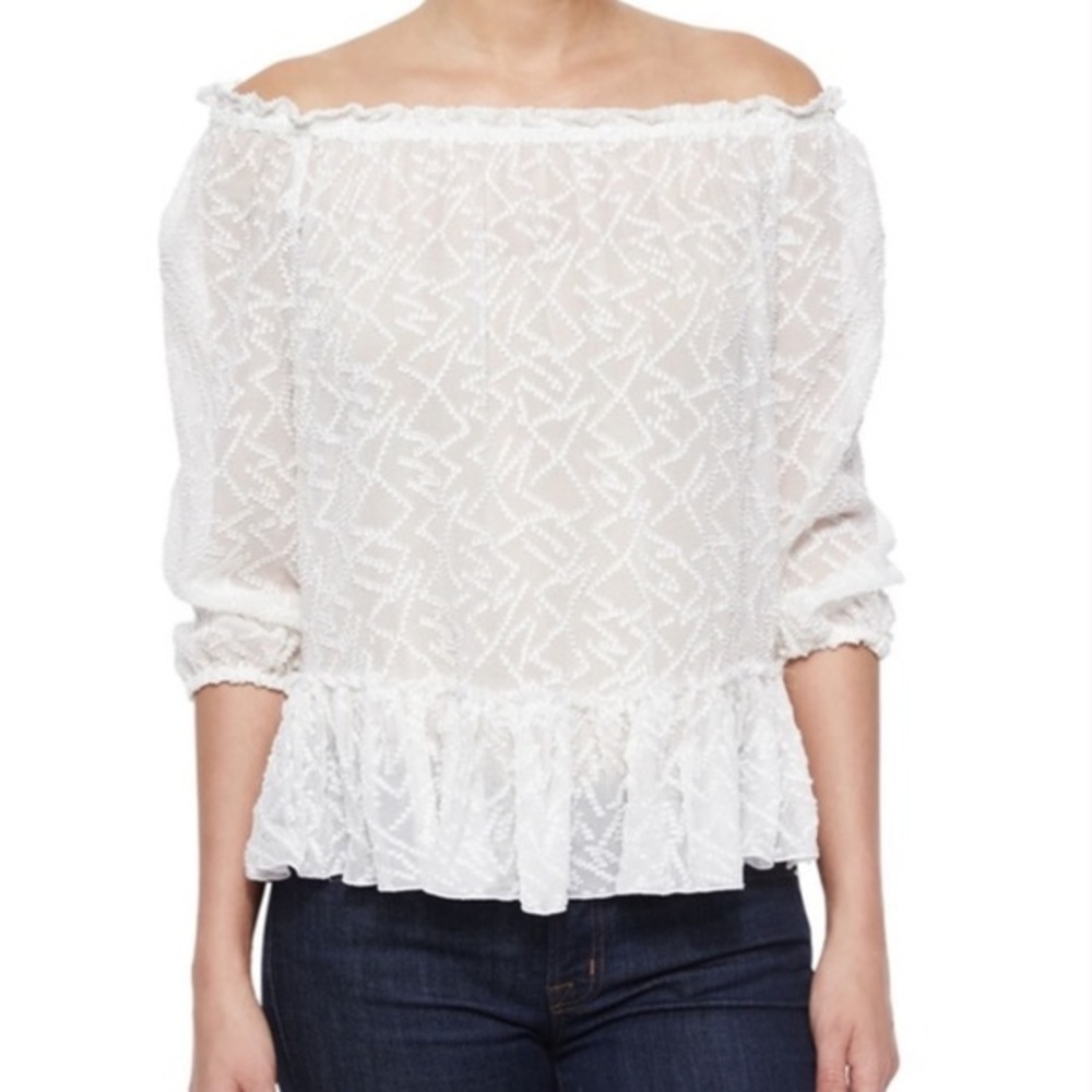 Rebecca Taylor Zig Zag Off Shoulder Top